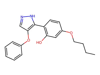 5-butoxy-2-(4-phenoxy-1H-pyrazol-3-yl)phenol structure