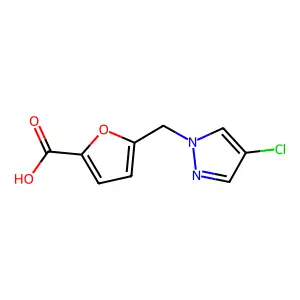 5-[(4-chloro-1H-pyrazol-1-yl)methyl]furan-2-carboxylic acid structure