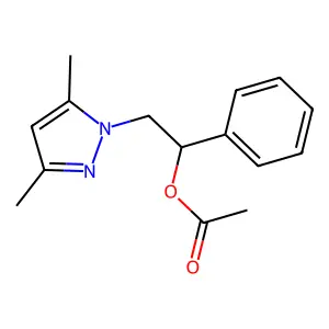 1H-Pyrazole-1-ethanol, 3,5-dimethyl-alpha-phenyl-, 1-acetate structure