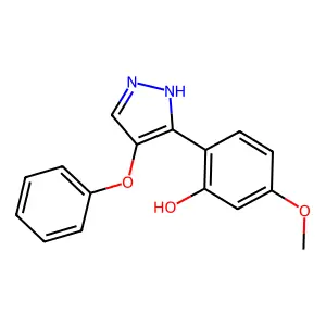 5-methoxy-2-(4-phenoxy-1H-pyrazol-3-yl)phenol structure