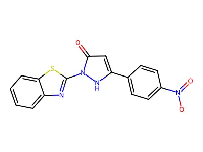 1-(1,3-benzothiazol-2-yl)-3-(4-nitrophenyl)-1H-pyrazol-5-ol structure