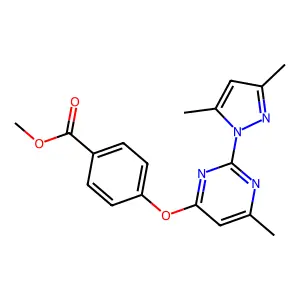 methyl 4-{[2-(3,5-dimethyl-1H-pyrazol-1-yl)-6-methylpyrimidin-4-yl]oxy}benzoate structure