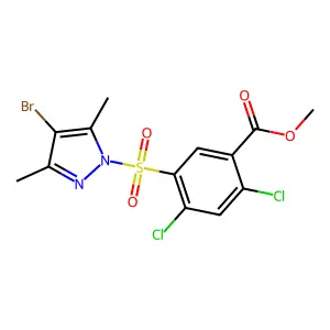 Methyl 5-(4-bromo-3,5-dimethylpyrazol-1-yl)sulfonyl-2,4-dichlorobenzoate structure