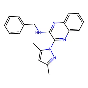N-benzyl-3-(3,5-dimethylpyrazol-1-yl)quinoxalin-2-amine structure