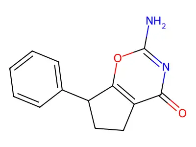 2-Amino-6,7-dihydro-7-phenylcyclopent(e)-1,3-oxazin-4(5H)-one structure