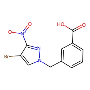 3-[(4-bromo-3-nitro-1H-pyrazol-1-yl)methyl]benzoic acid structure