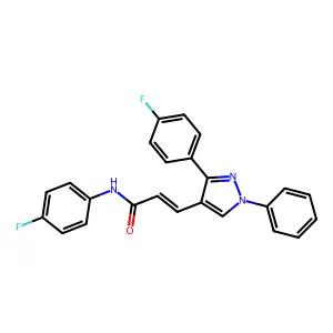 (2E)-N-(4-fluorophenyl)-3-[3-(4-fluorophenyl)-1-phenyl-1H-pyrazol-4-yl]prop-2-enamide structure