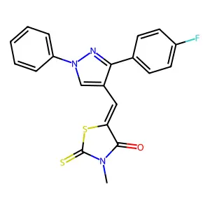 5-{[3-(4-Fluorophenyl)-1-phenyl-1H-pyrazol-4-yl]methylidene}-3-methyl-2-sulfanylidene-1,3-thiazolidin-4-one structure
