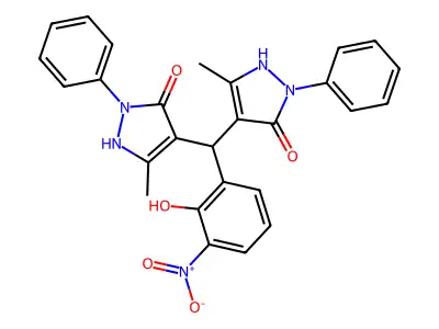 4-[(2-hydroxy-3-nitrophenyl)-(5-methyl-3-oxo-2-phenyl-1H-pyrazol-4-yl)methyl]-5-methyl-2-phenyl-1H-pyrazol-3-one structure