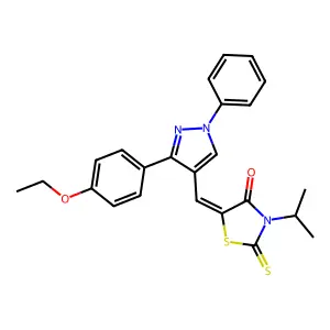 (5Z)-5-{[3-(4-ethoxyphenyl)-1-phenyl-1H-pyrazol-4-yl]methylidene}-3-(propan-2-yl)-2-thioxo-1,3-thiazolidin-4-one structure