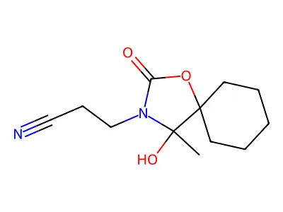 4-Hydroxy-4-methyl-2-oxo-1-oxa-3-azaspiro[4.5]decane-3-propanenitrile structure