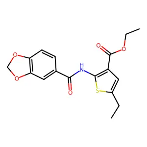 Ethyl 2-(1,3-benzodioxole-5-carbonylamino)-5-ethylthiophene-3-carboxylate structure