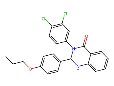 3-(3,4-dichlorophenyl)-2-(4-propoxyphenyl)-2,3-dihydro-4(1H)-quinazolinone structure