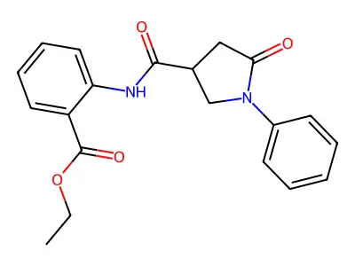 Ethyl 2-{[(5-oxo-1-phenyl-3-pyrrolidinyl)carbonyl]amino}benzoate structure