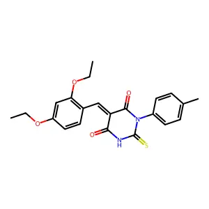 (5E)-5-[(2,4-diethoxyphenyl)methylidene]-1-(4-methylphenyl)-2-sulfanylidene-1,3-diazinane-4,6-dione structure
