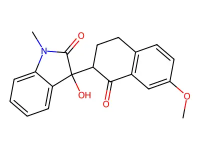 3-hydroxy-3-(7-methoxy-1-oxo-3,4-dihydro-2H-naphthalen-2-yl)-1-methylindol-2-one structure