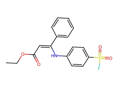 Ethyl 3-(4-fluorosulfonylanilino)-3-phenylprop-2-enoate structure