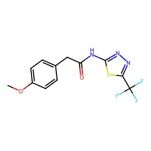 2-(4-methoxyphenyl)-N-[5-(trifluoromethyl)-1,3,4-thiadiazol-2-yl]acetamide structure