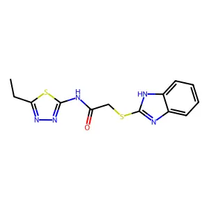 2-(1H-benzimidazol-2-ylsulfanyl)-N-(5-ethyl-1,3,4-thiadiazol-2-yl)acetamide structure