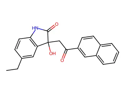 5-ethyl-3-hydroxy-3-(2-naphthalen-2-yl-2-oxoethyl)-1H-indol-2-one structure