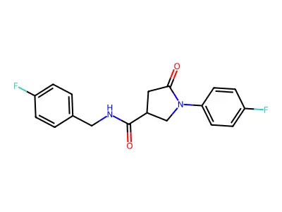 1-(4-fluorophenyl)-N-[(4-fluorophenyl)methyl]-5-oxopyrrolidine-3-carboxamide structure