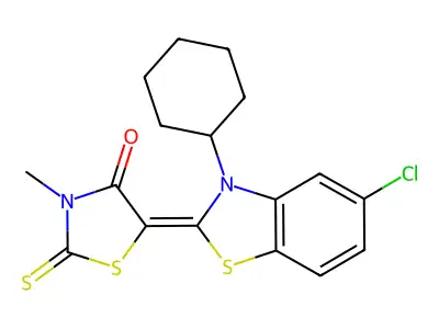 5-(5-chloro-3-cyclohexyl-1,3-benzothiazol-2(3H)-ylidene)-3-methyl-2-thioxo-1,3-thiazolidin-4-one structure