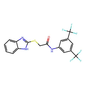 2-(1H-benzimidazol-2-ylsulfanyl)-N-[3,5-bis(trifluoromethyl)phenyl]acetamide structure