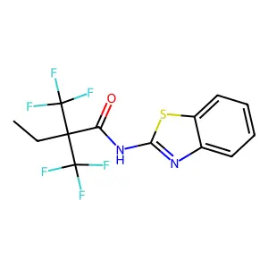 N-(1,3-benzothiazol-2-yl)-2,2-bis(trifluoromethyl)butanamide structure