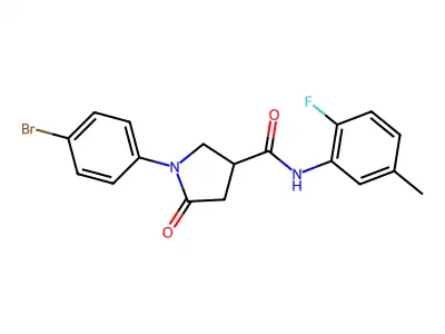 1-(4-bromophenyl)-N-(2-fluoro-5-methylphenyl)-5-oxopyrrolidine-3-carboxamide structure
