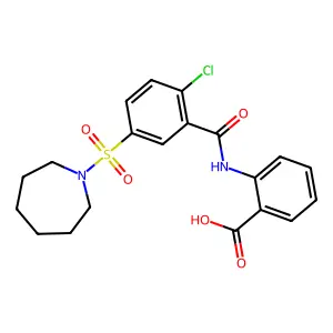 2-[5-(Azepane-1-sulfonyl)-2-chloro-benzoylamino]-benzoic acid structure