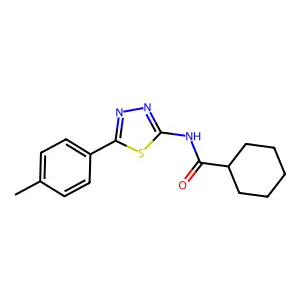N-[5-(4-methylphenyl)-1,3,4-thiadiazol-2-yl]cyclohexanecarboxamide structure