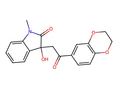 3-[2-(2,3-dihydro-1,4-benzodioxin-6-yl)-2-oxoethyl]-3-hydroxy-1-methylindol-2-one structure