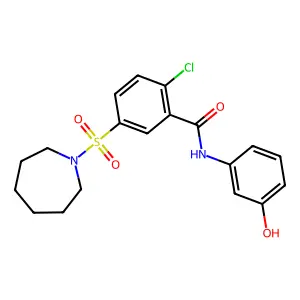 5-(azepan-1-ylsulfonyl)-2-chloro-N-(3-hydroxyphenyl)benzamide structure