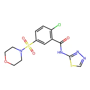 2-chloro-5-morpholin-4-ylsulfonyl-N-(1,3,4-thiadiazol-2-yl)benzamide structure