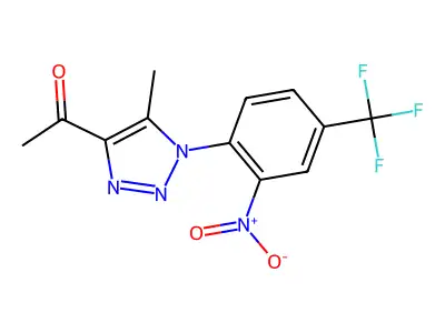 1-(5-Methyl-1-(2-nitro-4-(trifluoromethyl)phenyl)-1H-1,2,3-triazol-4-yl)ethanone structure