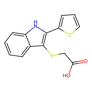 2-{[2-(thiophen-2-yl)-1H-indol-3-yl]sulfanyl}acetic acid structure