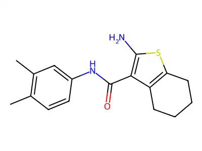 2-amino-N-(3,4-dimethylphenyl)-4,5,6,7-tetrahydro-1-benzothiophene-3-carboxamide structure