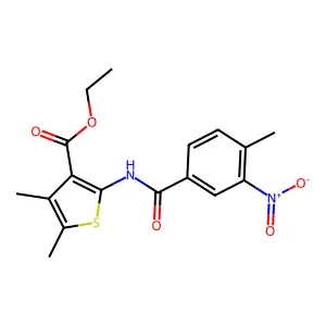 Ethyl 2-({3-nitro-4-methylbenzoyl}amino)-4,5-dimethyl-3-thiophenecarboxylate structure