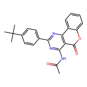 N-[2-(4-tert-butylphenyl)-5-oxochromeno[4,3-d]pyrimidin-4-yl]acetamide structure