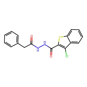 3-chloro-N'-(phenylacetyl)-1-benzothiophene-2-carbohydrazide structure