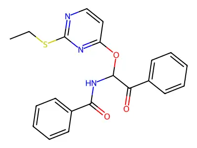 N-[1-[[2-(Ethylthio)-4-pyrimidinyl]oxy]-2-oxo-2-phenylethyl]benzamide structure