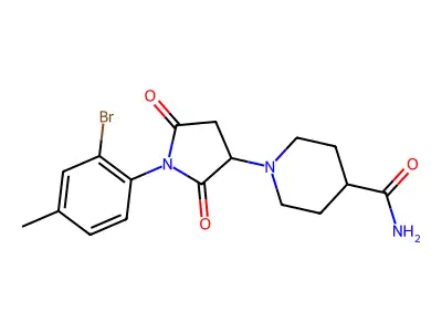 1-[1-(2-Bromo-4-methylphenyl)-2,5-dioxopyrrolidin-3-yl]piperidine-4-carboxamide structure