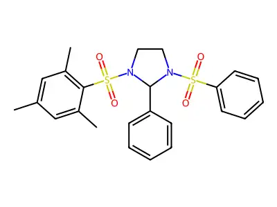 1-(Benzenesulfonyl)-2-phenyl-3-(2,4,6-trimethylphenyl)sulfonylimidazolidine structure