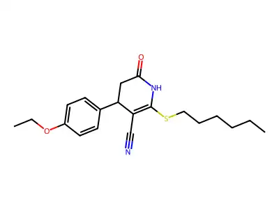 4-(4-ethoxyphenyl)-6-hexylsulfanyl-2-oxo-3,4-dihydro-1H-pyridine-5-carbonitrile structure