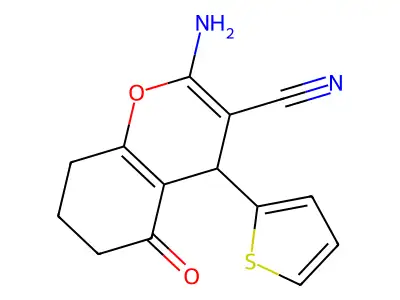 2-amino-5-oxo-4-(2-thienyl)-5,6,7,8-tetrahydro-4H-chromene-3-carbonitrile structure