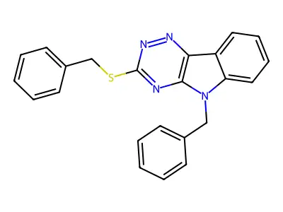 5-Benzyl-3-benzylsulfanyl-[1,2,4]triazino[5,6-b]indole structure