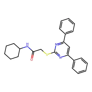 N-cyclohexyl-2-(4,6-diphenylpyrimidin-2-yl)sulfanylacetamide structure