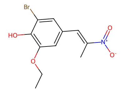 2-bromo-6-ethoxy-4-[(1E)-2-nitroprop-1-en-1-yl]phenol structure