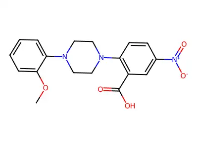 2-[4-(2-Methoxyphenyl)-1-piperazinyl]-5-nitrobenzoic acid structure