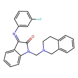 1H-Indol-2-one, 2,3-dihydro-1-(1,2,3,4-tetrahydro-2-isoquinolylamino)-3-(3-fluorophenylimino)- structure